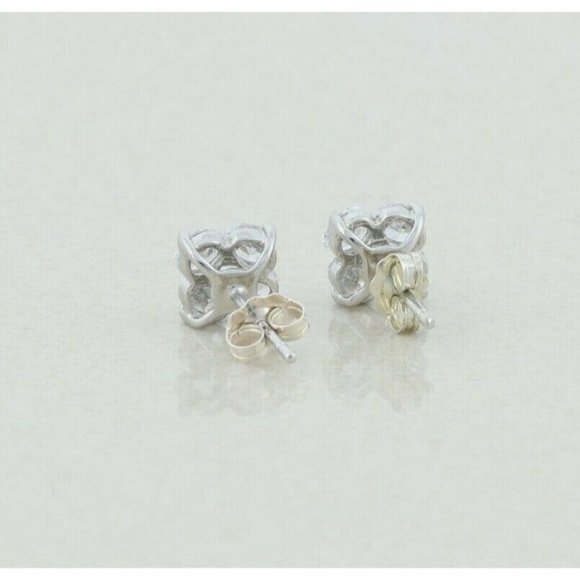 Sterling Silver White CZ Earrings Stud Post Earrings Sparkly and Pretty - Picture 8 of 8